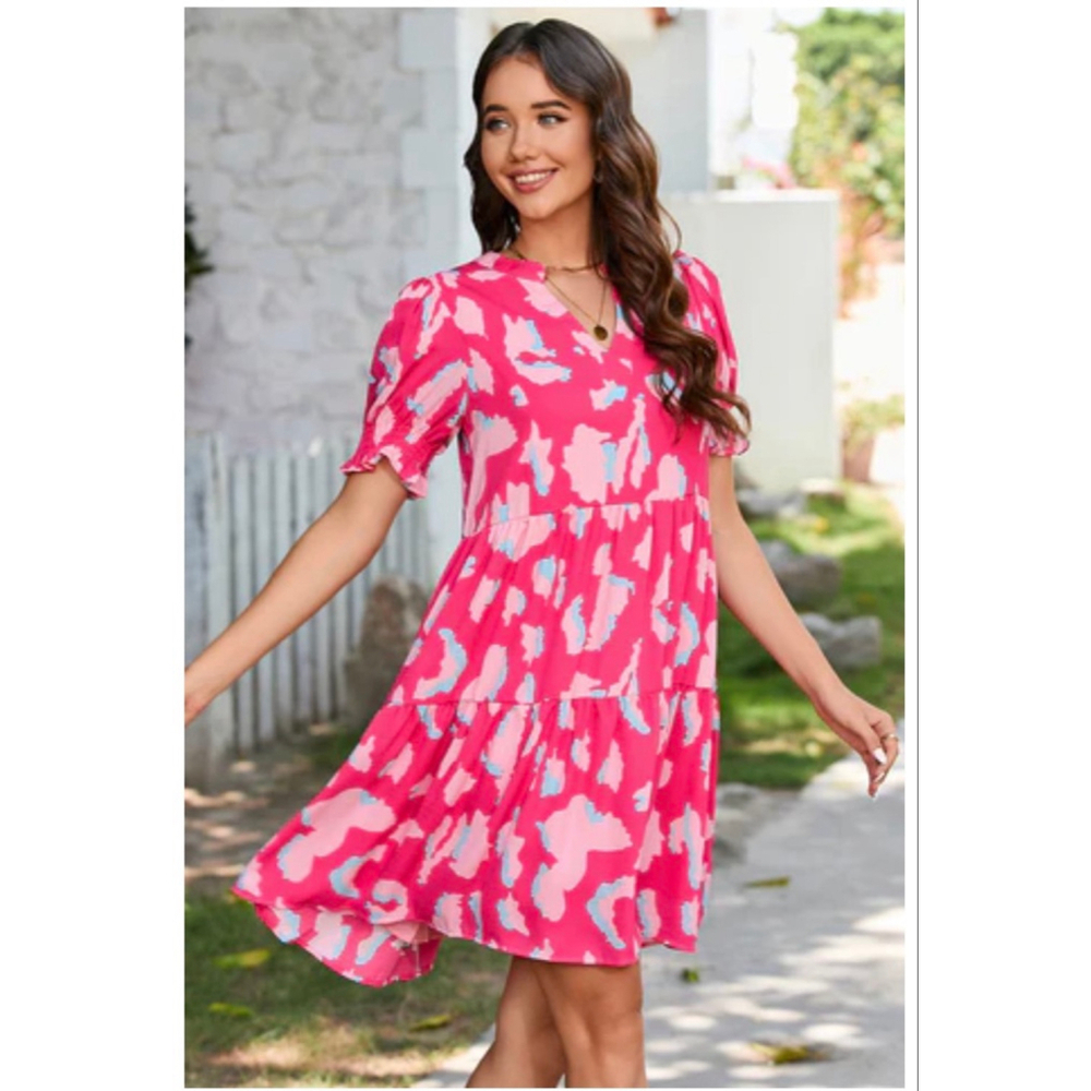 BRIGHT PINK LEOPARD PRINT DRESS by Sandi's Style Women MEDIUM - Picture 4 of 10